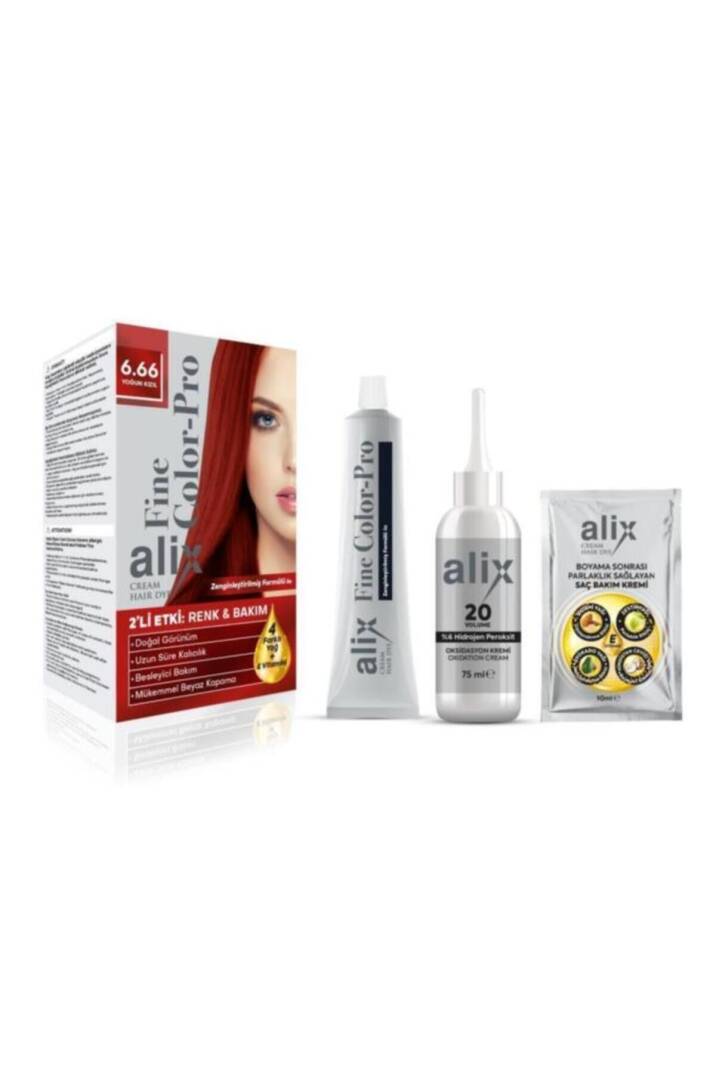 Alıx 50 Ml Kıt Sac Boyası 6.66 Yoğun Kızıl - 1
