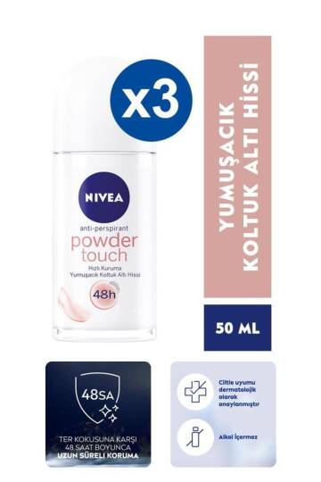 Bayan Powder Touch Roll-on 50 Ml X3