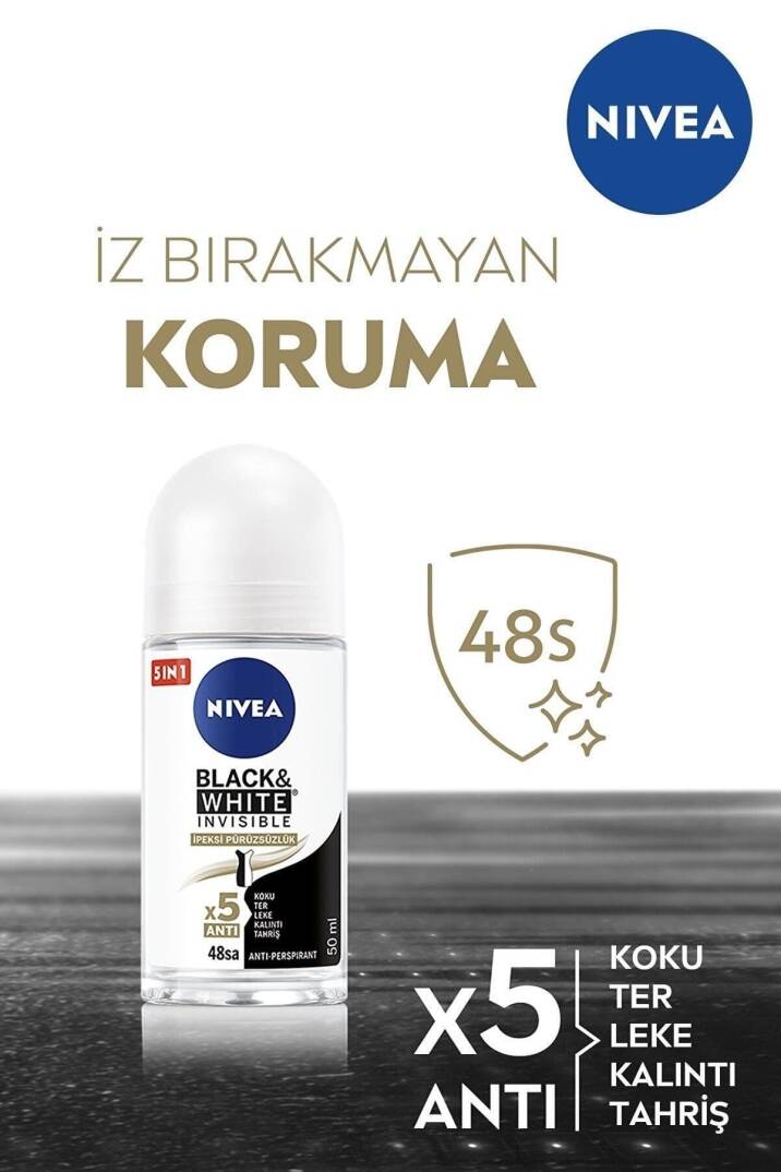 Black&white Invisible Ipeksi Pürüzsüzlük Kadın Roll-on Deodorant 50ml - 3