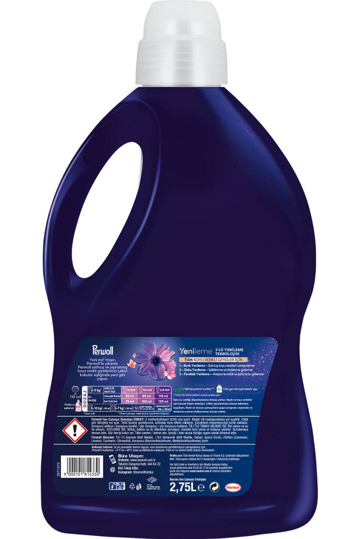 Çamaşır Deterjanı 4'lü set x3 Siyah 2,97L , x1 Koyu Renk Çiçek Cazibesi  2,75L (212 Yıkama) - 3