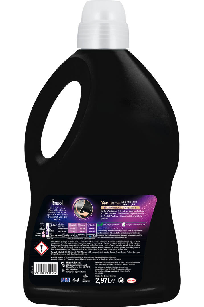 Çamaşır Deterjanı 4'lü set x3 Siyah 2,97L , x1 Koyu Renk Çiçek Cazibesi  2,75L (212 Yıkama) - 9