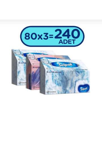 el ve yüz havlusu 3*80 ( 240 yaprak )