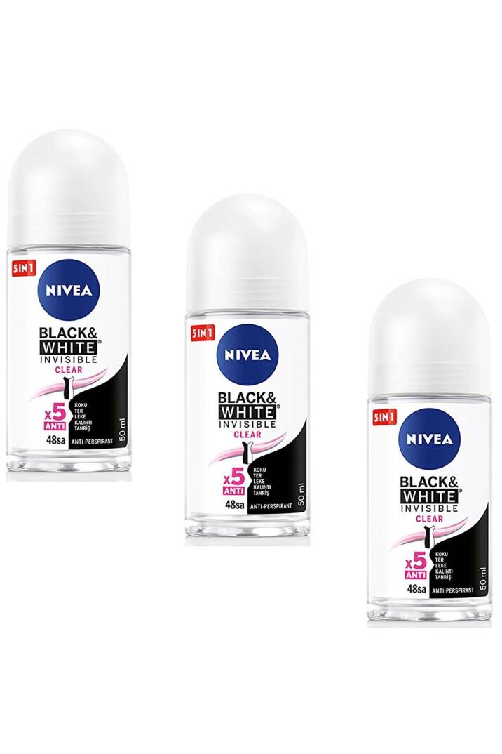 Invisible Black White Clear Kadın Roll-on 50 ml 3 Adet - 1