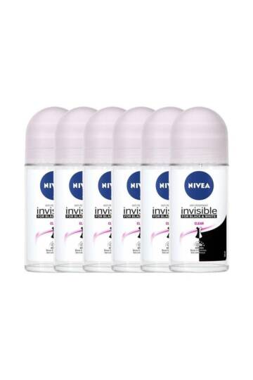 Invisible Black&white Clear 50 ml Kadın Roll On 6'lı Paket