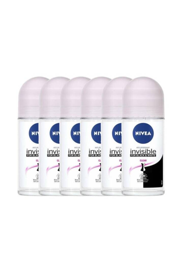 Invisible Black&white Clear 50 ml Kadın Roll On 6'lı Paket - 1