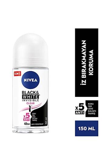 Kadın Roll On Deodorant Black&white Invisible Clear 48 Saat Anti-perspirant Koruma 50ml - 3
