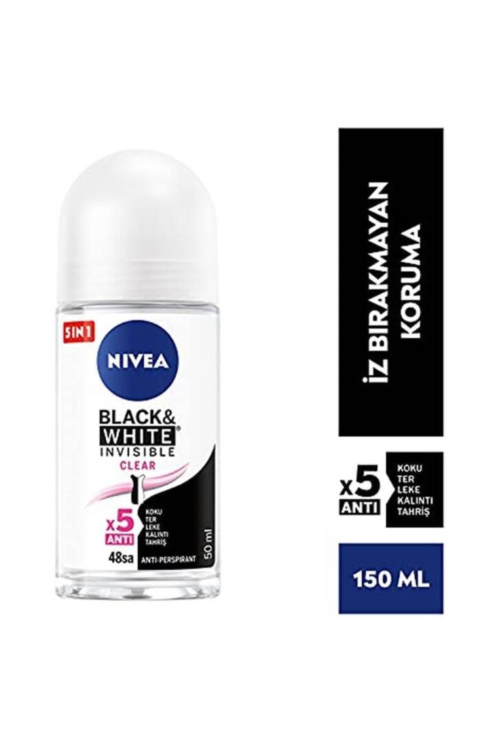 Kadın Roll On Deodorant Black&white Invisible Clear 48 Saat Anti-perspirant Koruma 50ml - 3