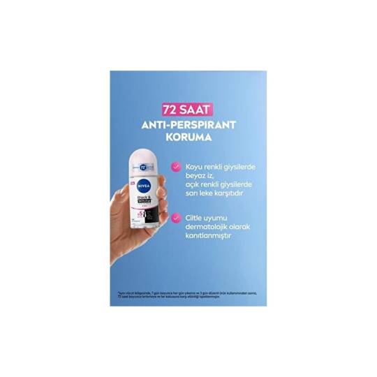Kadın Roll-On Deodorant Black&White Invisible Clear 50ML 72 Saat Anti-Perspirant X2 Adet - 3