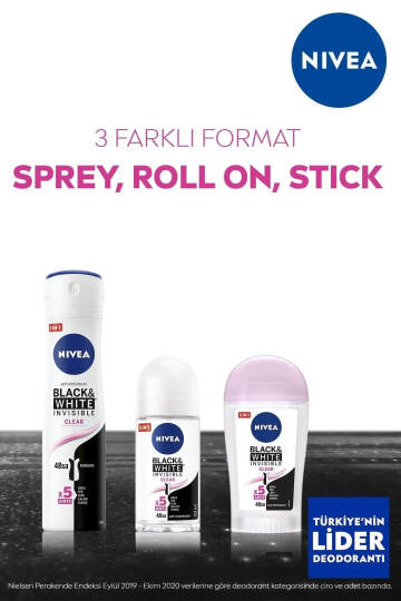 Kadın Roll-on Deodorant Black&white Invisible Clear 50ml,48saat Anti-perspirant Koruma * 2 Adet - 6