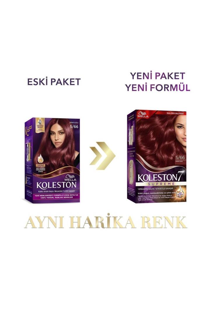 Koleston Supreme Kit Saç Boyası 5/66 Şarap Kızılı - 3
