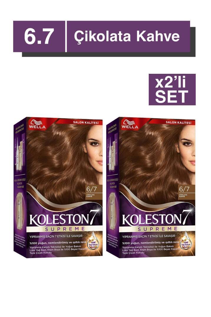 Koleston Supreme Saç Boyası 6/7 Çikolata Kahve X2'li Set - 1