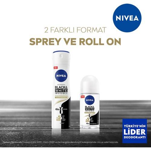 Nivea Kadın Roll On Deodorant Black&White Invisible İpeksi Pürüzsüzlük 48 Saat Anti-perspirant Koruma 50ml - 5