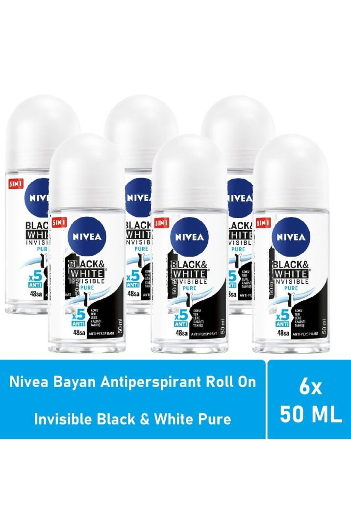 Roll On Invisible Black White Pure 50 ml - 6'lı Avantaj Paketi - 1
