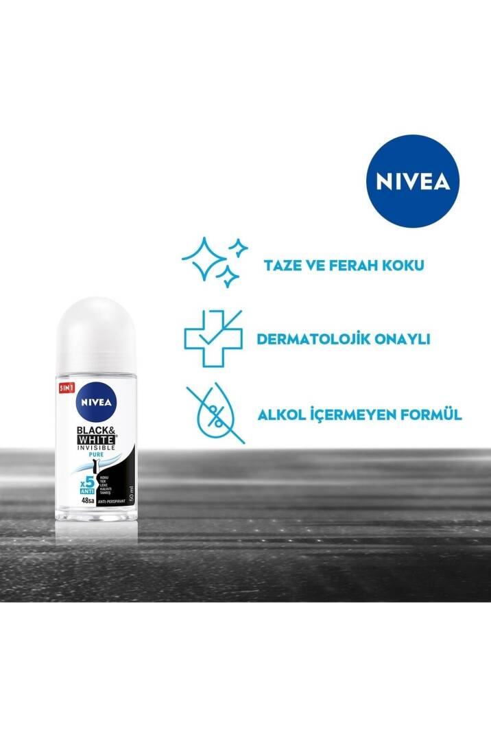 Roll On Invisible Black White Pure 50 ml - 6'lı Avantaj Paketi - 4