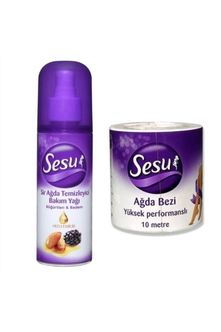 Sir Ağda Temizleyici Bakım Yağı Böğürtlen & Badem 150ml + Ağda Bezi 10mt - 1