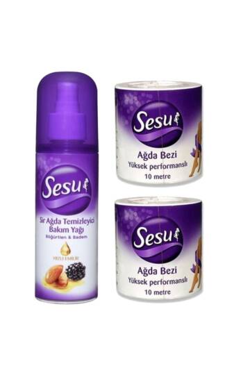 Sir Ağda Temizleyici Bakım Yağı Böğürtlen & Badem 150ml + Ağda Bezi 2x10mt