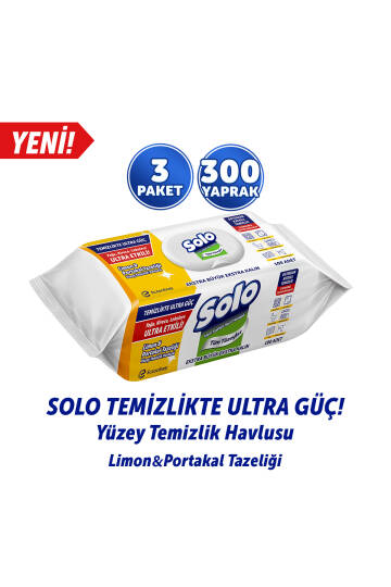 Temizlikte Ultra Güç Limon&Portakal Tazeliği Yüzey Temizlik Havlusu 3'Lü 300 Yaprak